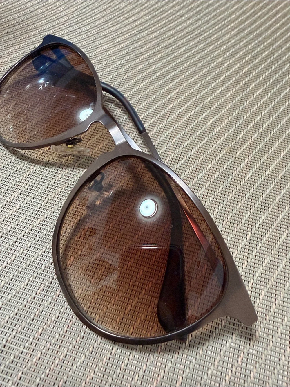 Brown Gradient Round Metal Sunglasses unisex